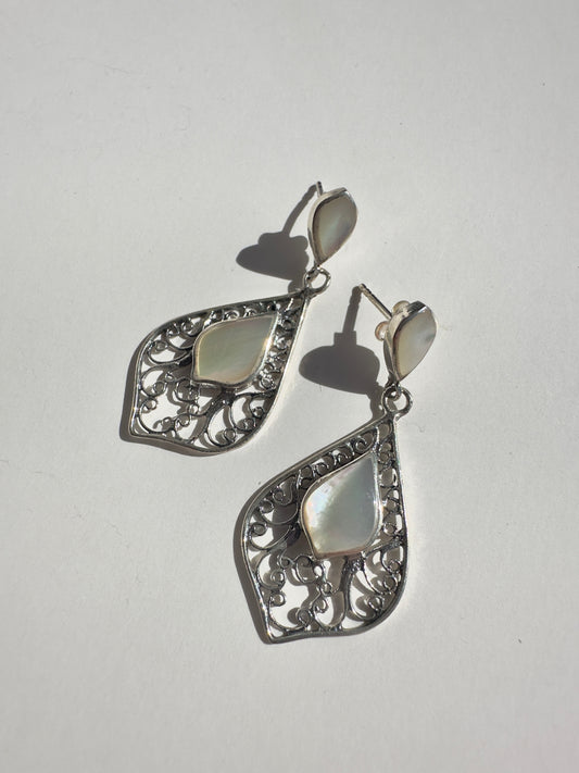 Mother of Pearl Carved Earrings